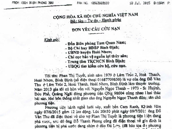 12 ngư dân ngồi thuyền thúng chờ cứu nạn ở Trường Sa