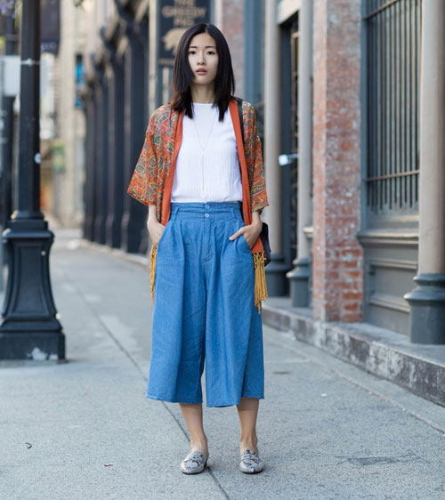 Quần culottes đen ống rộng