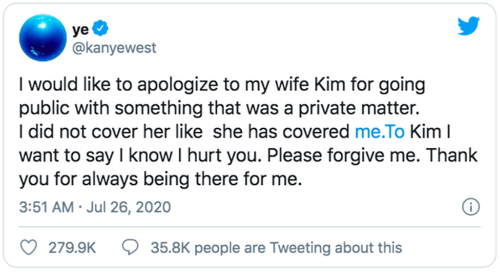 Kanye West xin lỗi vợ sau khi tố Kim Kardashian ngoại tình1