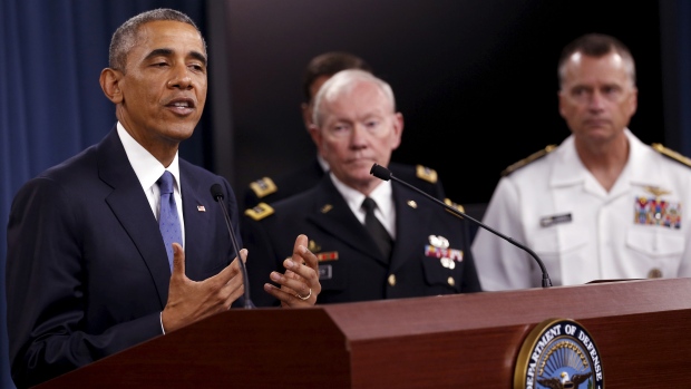 Tổng thống Barack Obama tại Lầu Năm Góc - Ảnh: Reuters