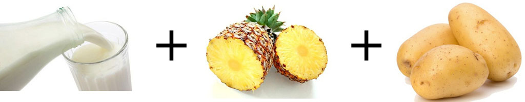 Pineapple, potato, and milk help nourish the skin white, smooth, and firm