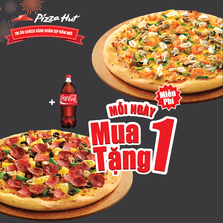 Ưu đãi Mua 1 tặng 1 dành cho mua mang về tại Pizza Hut từ 18 - 29.2