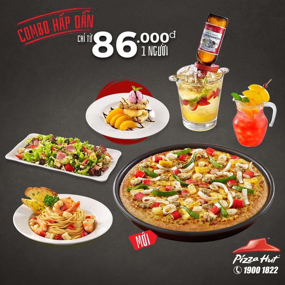 Nhiều combo hấp dẫn chỉ từ 86.000đ/người tại Pizza Hut