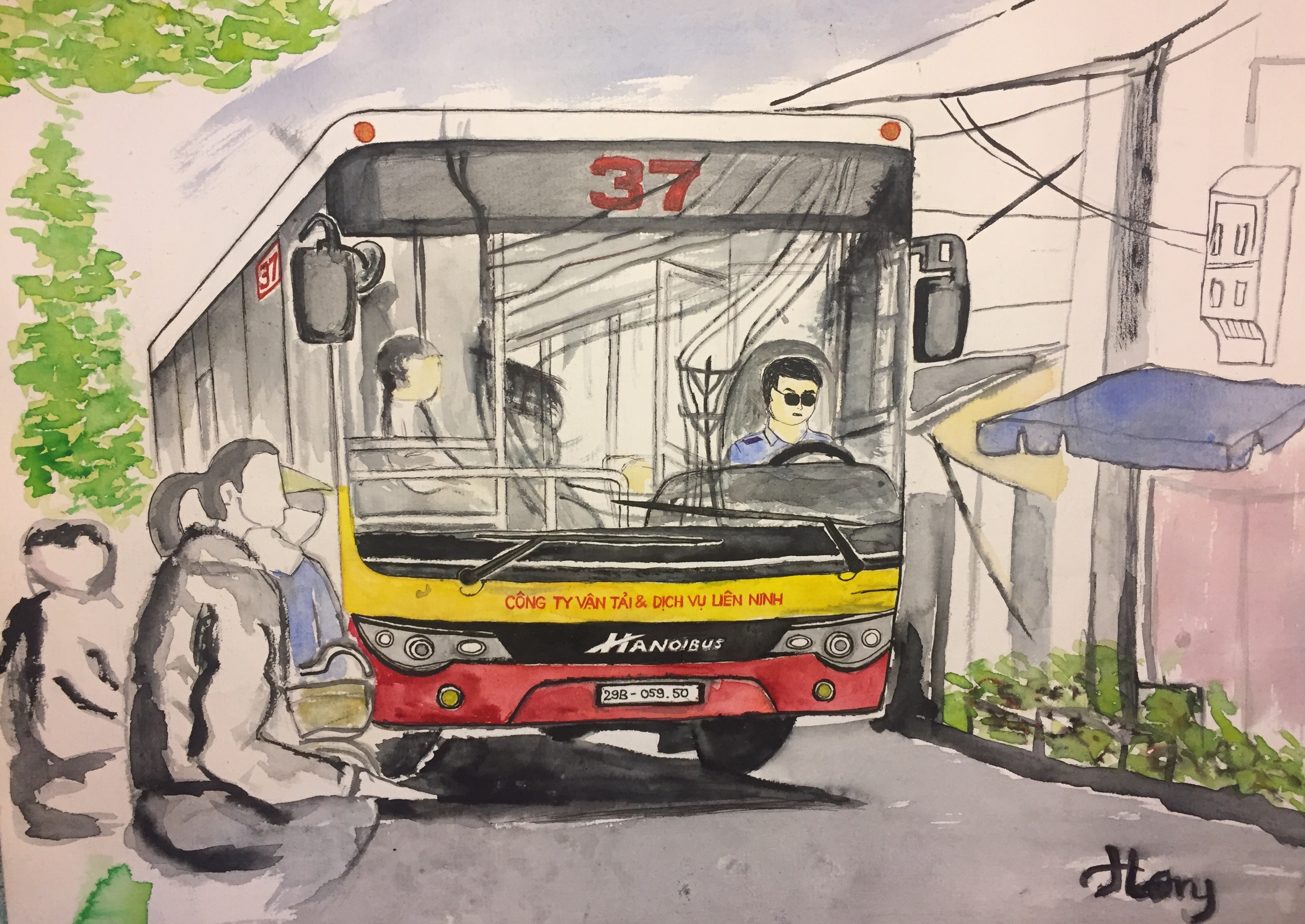 Tranh vẽ xe buýt Hà Nội sẽ mang đến cho bạn một cảm giác mới mẻ và thú vị về phong cách của các chiếc xe buýt cổ điển. Tham quan tranh vẽ, bạn sẽ được chiêm ngưỡng các chi tiết tuyệt đẹp về kiến trúc và lưu thông trên đường phố Hà Nội.