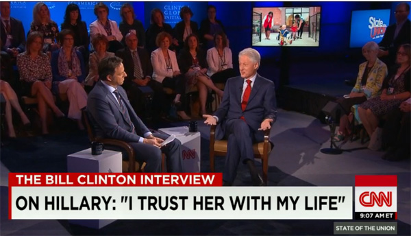 Cựu Tổng thống Mỹ Bill Clinton trong buổi phỏng vấn với đài CNN