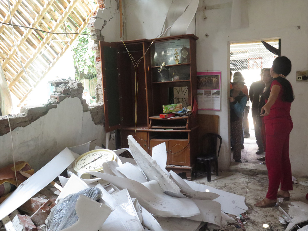 Ngôi nhà bị sập đổ của bà Trần Thị Bính