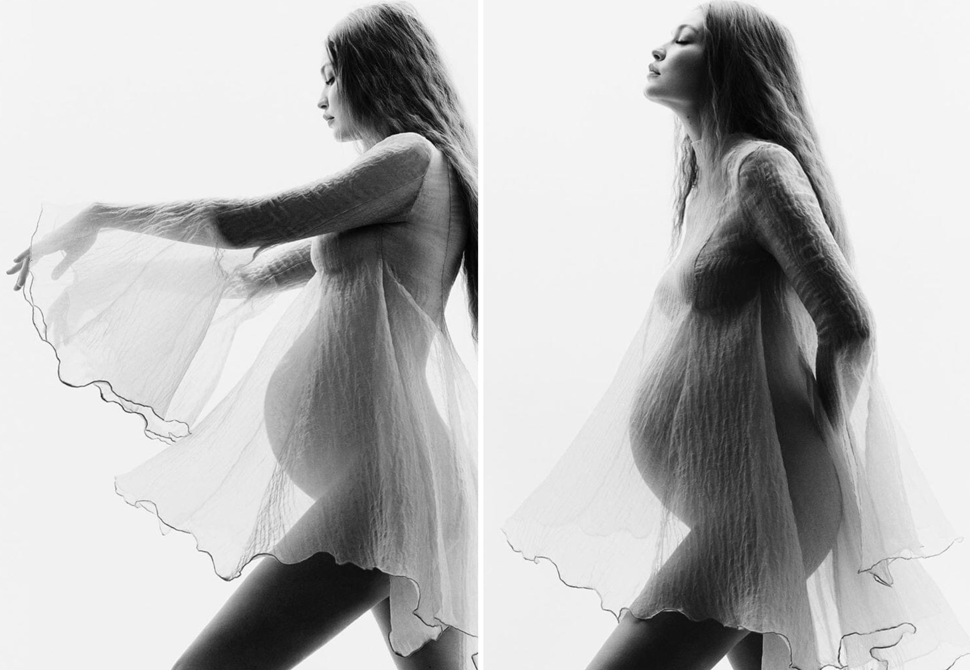 Siêu mẫu Gigi Hadid diện đồ xuyên thấu khoe bụng bầu