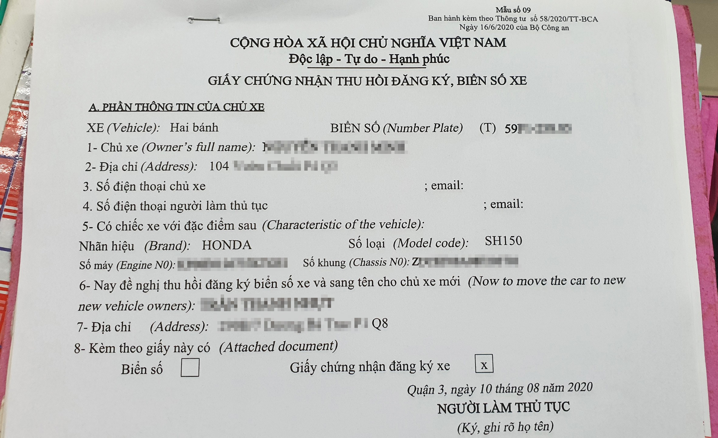 Thông tư 58 sang tên đổi chủ xe cũ mua lại: Bắt buộc 2 chủ xe có mặt? Thông Tư 58 Sang Tên Đổi Chủ Xe Cũ Mua Lại: Bắt Buộc 2 Chủ Xe Có Mặt?