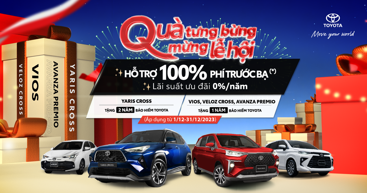 Tậu xe Toyota đón tết: ưu đãi 100% lệ phí trước bạ và quà tặng hấp dẫn