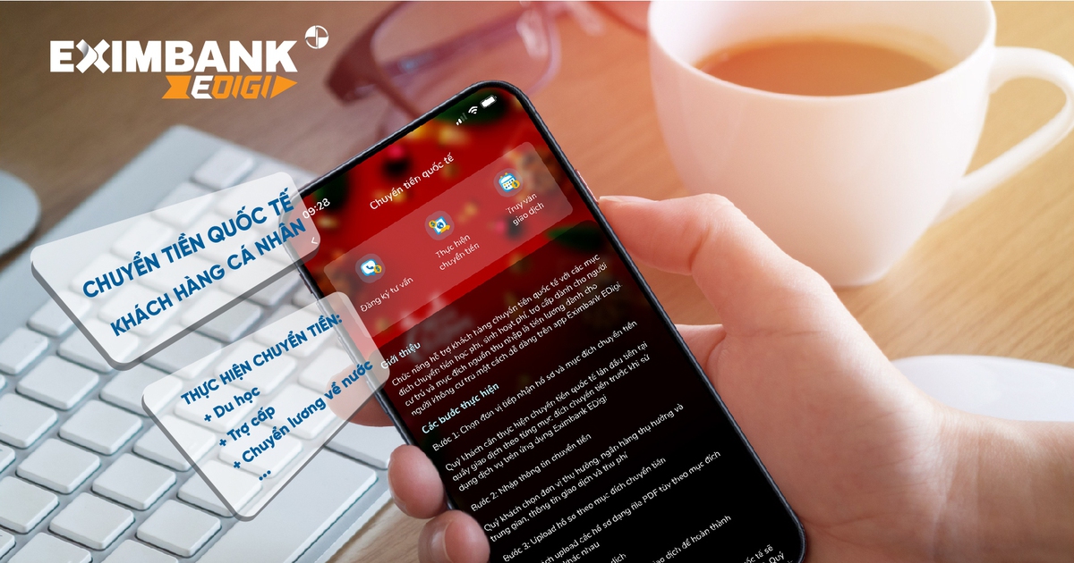 Eximbank chuyển tiền quốc tế online trên App EXIMBANK EDIGI