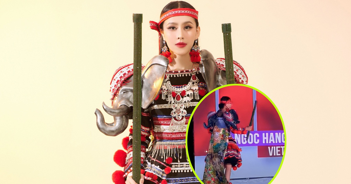 Á hậu Ngọc Hằng bị gãy cà kheo trong phần thi Trang phục dân tộc