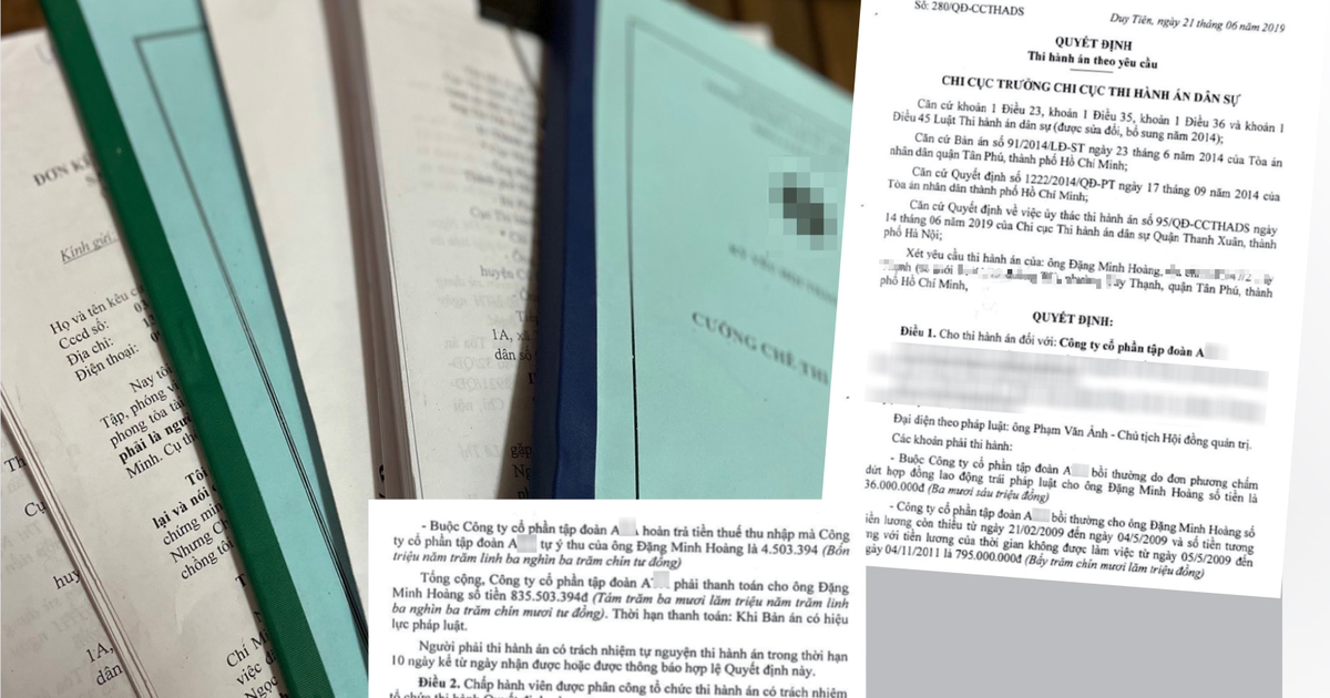 Án dân sự chậm thi hành: 14 năm đi đòi tiền bị sa thải trái pháp luật