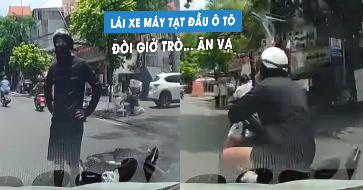 Lái xe máy chạy ẩu tạt đầu ô tô, nam thanh niên còn… giở trò ăn vạ