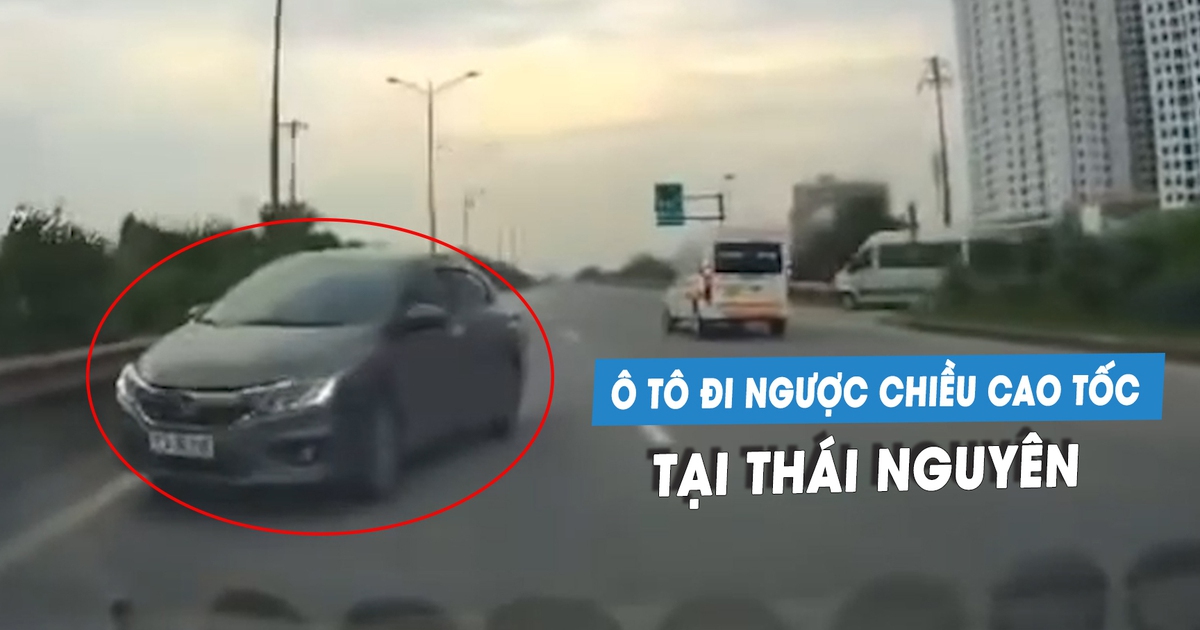 Ô tô con lại chạy ngược chiều trên cao tốc Thái Nguyên
