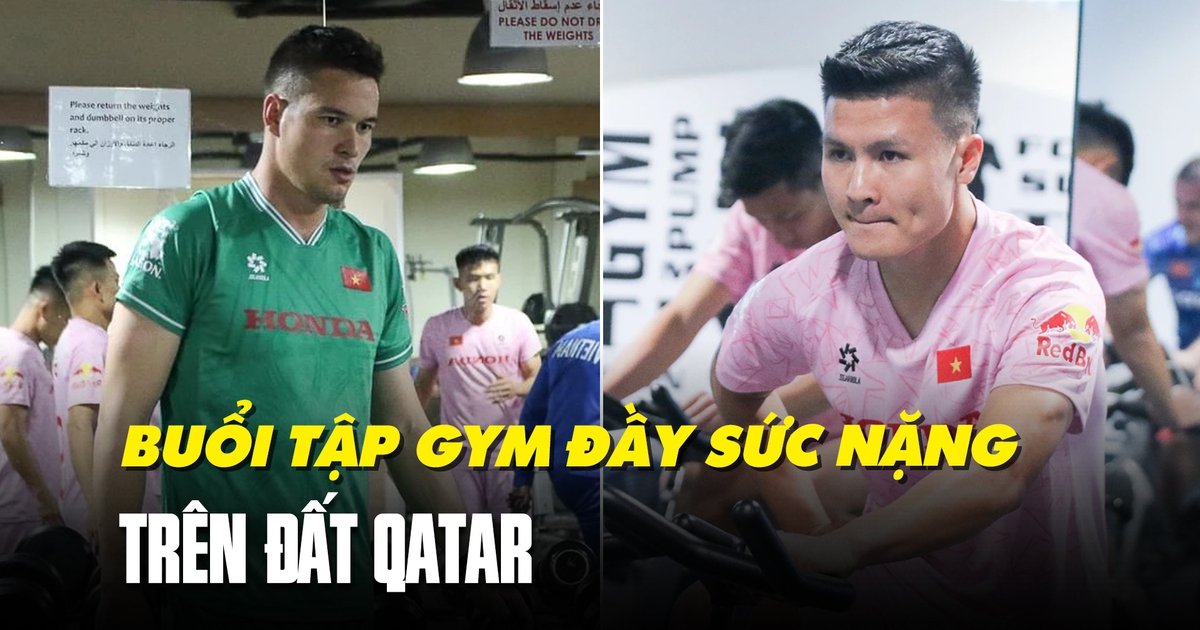 Đội tuyển Việt Nam tập gym trong phòng tập siêu xịn ở Qatar