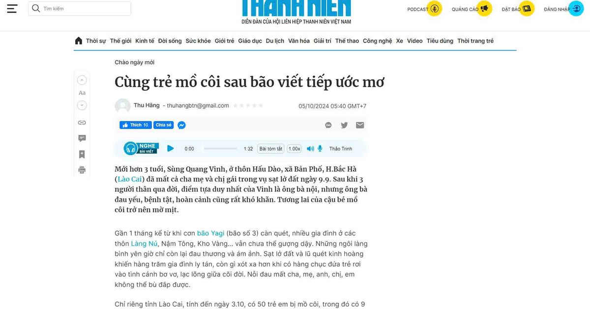 Thanh Niên Online ra mắt tính năng 'báo nói'