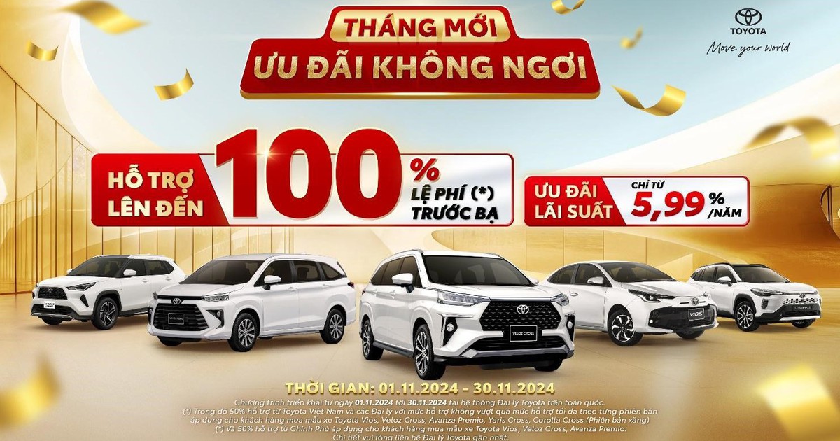 Toyota chiếm ưu thế trong cuộc đua doanh số với ưu đãi 100% thuế trước bạ