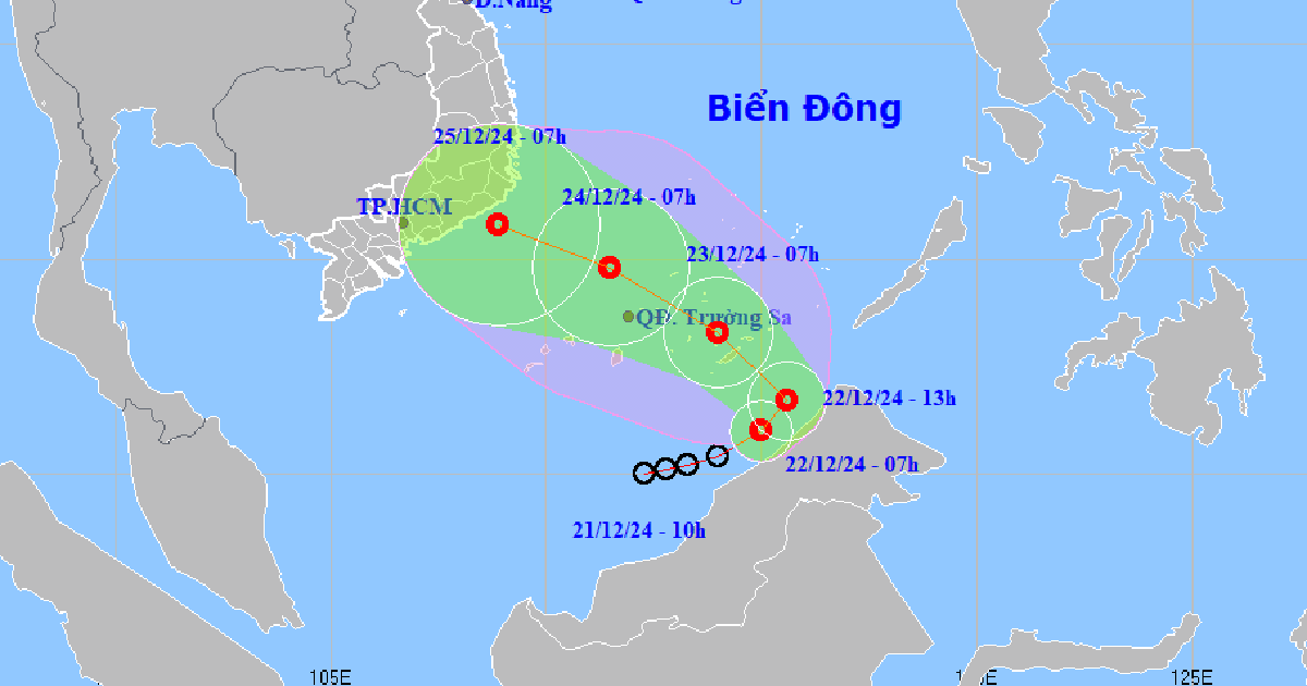 &Aacute;p thấp nhiệt đới mạnh l&ecirc;n tr&ecirc;n Biển Đ&ocirc;ng, hướng thẳng Nam bộ, T&acirc;y nguy&ecirc;n
