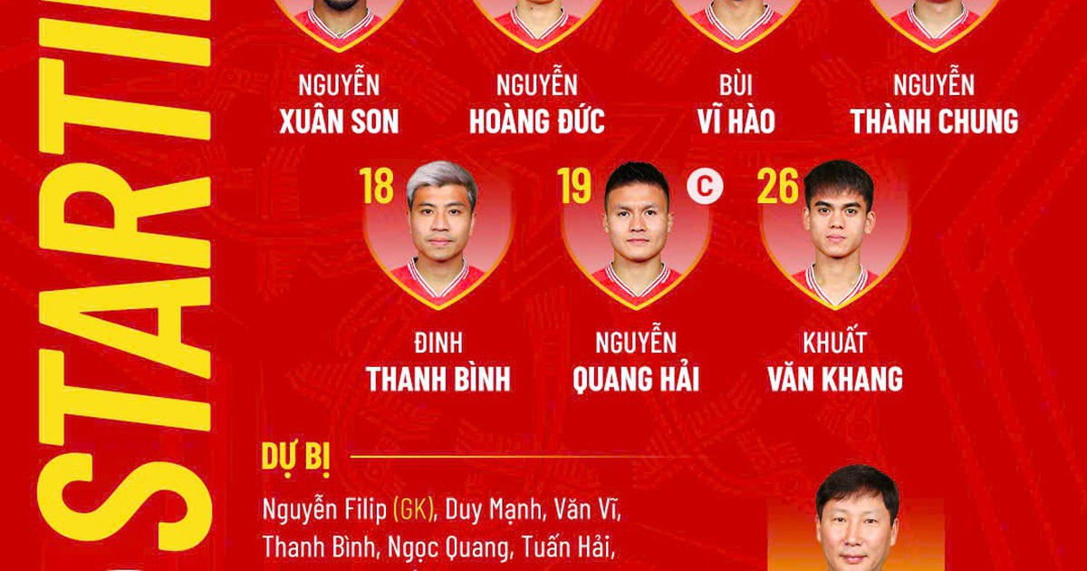 Vietnam vs Singapore: Xuan Son is ‘supported’ by Thanh Binh, Tien Linh and Duy Manh are reserves