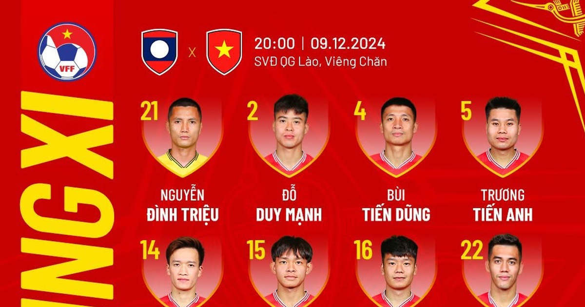 Vietnam team plays Laos: Nguyen Filip is the substitute, Ngoc Tan and Tien Anh start