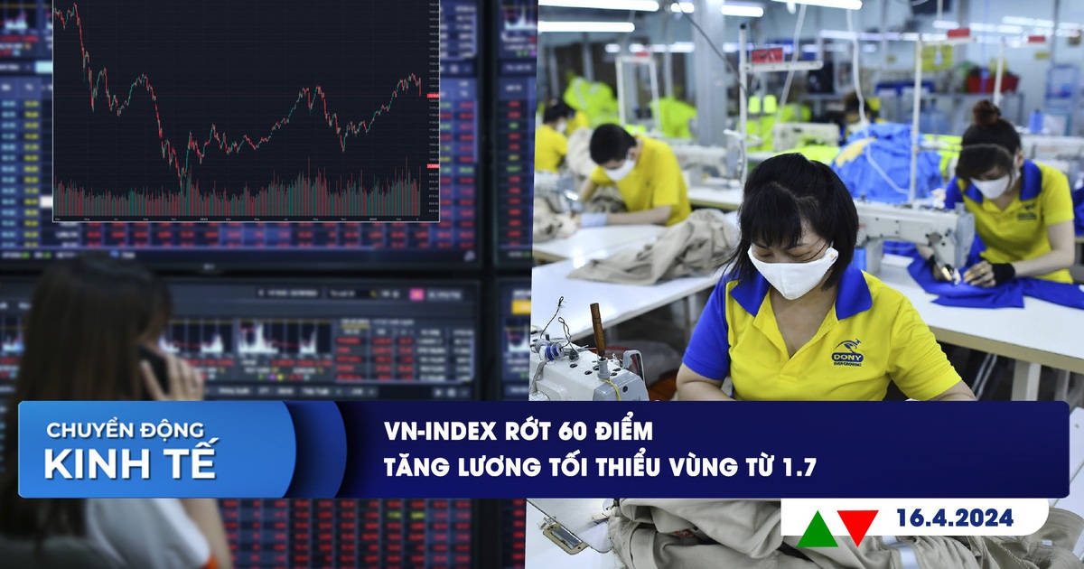 CHUYỂN ĐỘNG KINH TẾ ngày 16.4: VN-Index rớt 60 điểm | Tăng lương tối thiểu vùng từ 1.7