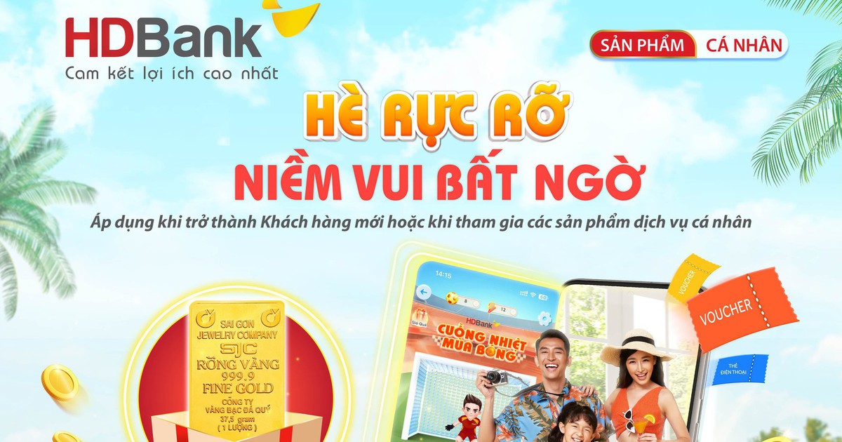 HDBank tặng một lượng vàng SJC cho khách hàng mỗi tháng