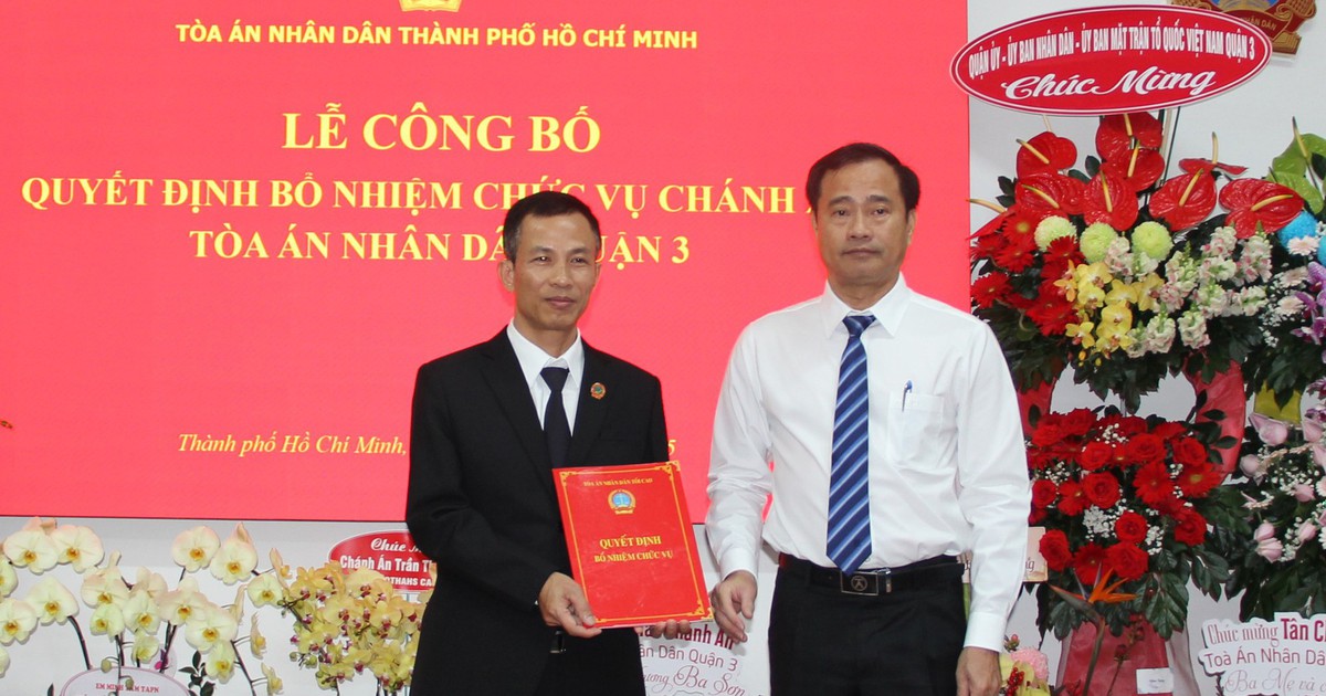 TAND TP.HCM bổ nhiệm Ch&aacute;nh &aacute;n TAND Q.3