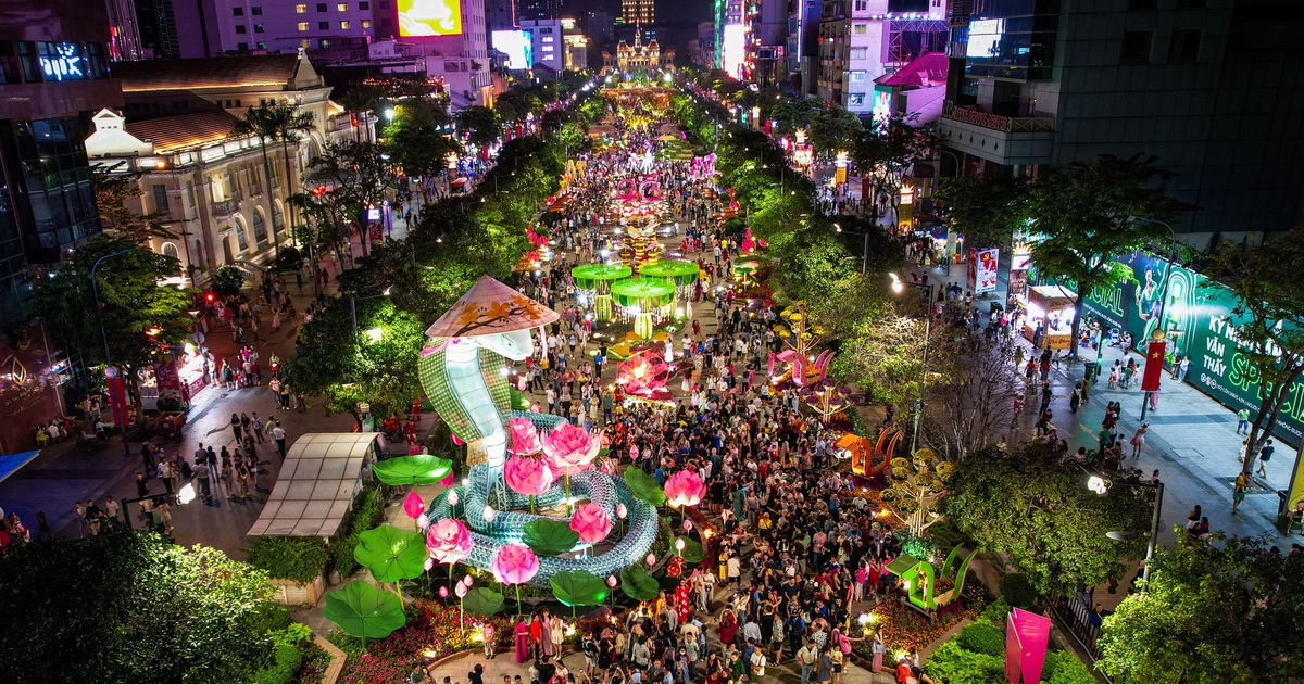 Hàng ngàn người 'đổ bộ' đường hoa Nguyễn Huệ Tết Ất Tỵ ngày mở cửa