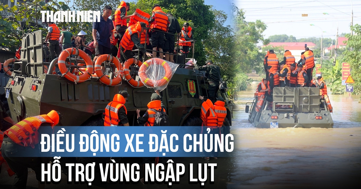 Hỗ trợ người dân vùng lụt Hà Nội, Bộ Công an điều động xe đặc chủng lội nước