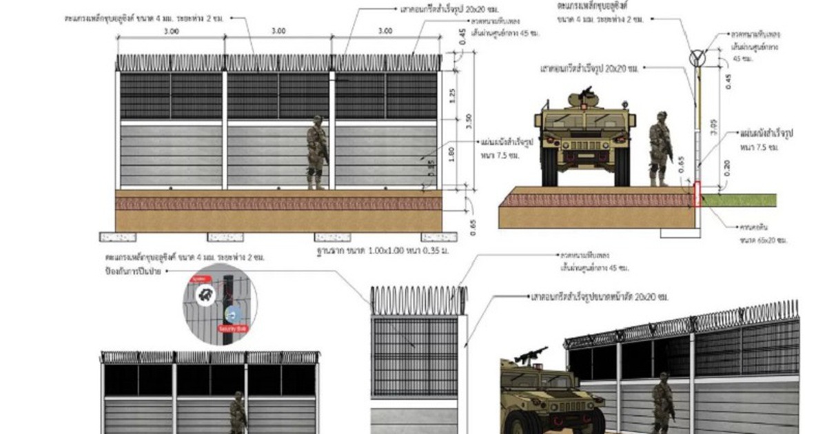 Qu&acirc;n đội Th&aacute;i Lan c&ocirc;ng bố kế hoạch x&acirc;y h&agrave;ng r&agrave;o dọc bi&ecirc;n giới Campuchia