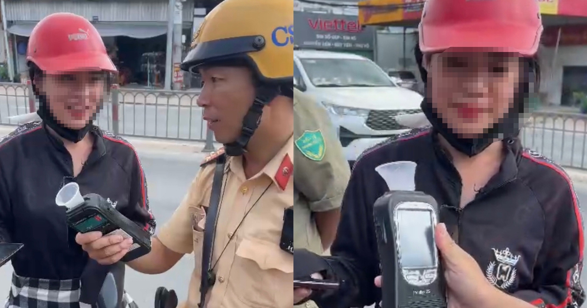 CSGT đo nồng độ cồn ban ng&agrave;y: C&ocirc; g&aacute;i pha bia với nước ngọt vẫn bị phạt