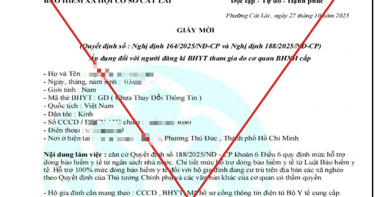 Cảnh b&aacute;o chi&ecirc;u giả mạo BHXH TP.HCM mời nhận hỗ trợ 100% BHYT