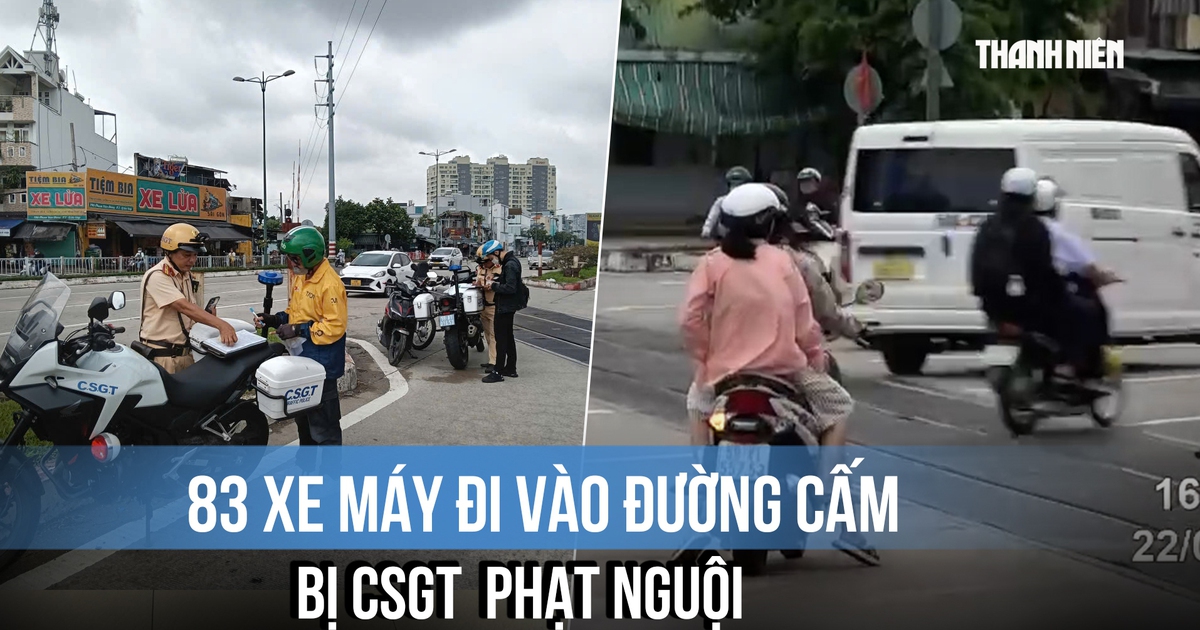 Hình ảnh 83 xe máy đi vào đường cấm bị CSGT Hàng Xanh phạt nguội