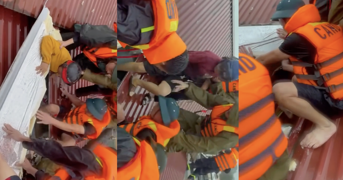 X&uacute;c động clip c&ocirc;ng an Th&aacute;i Nguy&ecirc;n cứu người mắc kẹt v&igrave; lũ: &#039;Thương lắm b&agrave; con!&#039;