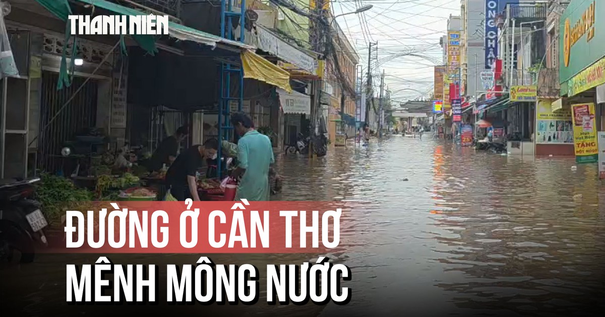 Đường trung tâm Cần Thơ mênh mông nước do triều cường
