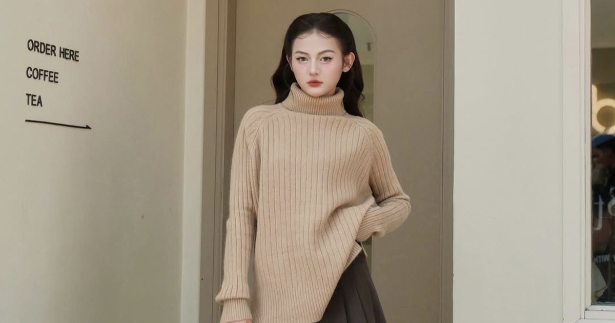 Mảnh ghép cho mùa đông ấm áp là bản phối với áo len cổ lọ