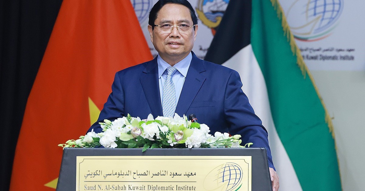 Thủ tướng Phạm Minh Chính phát biểu chính sách tại Học viện Ngoại giao Kuwait