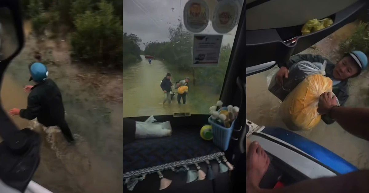 Clip cha lội nước xin xe tải cho con qu&aacute; giang đi học khiến triệu người rưng rưng