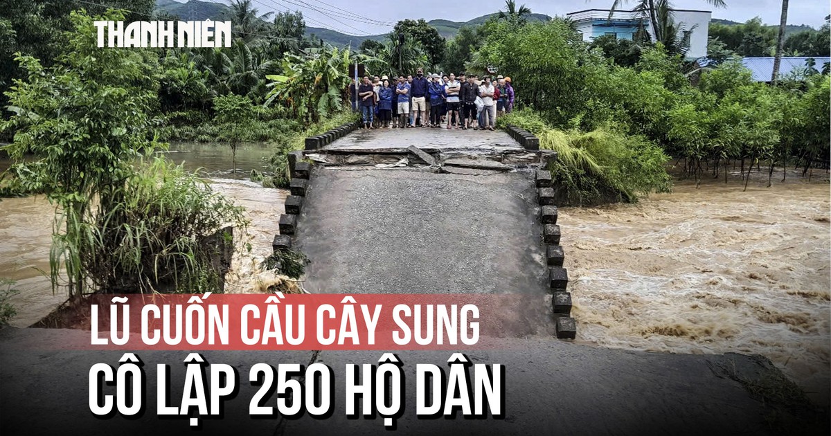 Cận cảnh cầu Cây Sung ở Quảng Ngãi bị lũ cuốn trôi, chia cắt 250 hộ dân