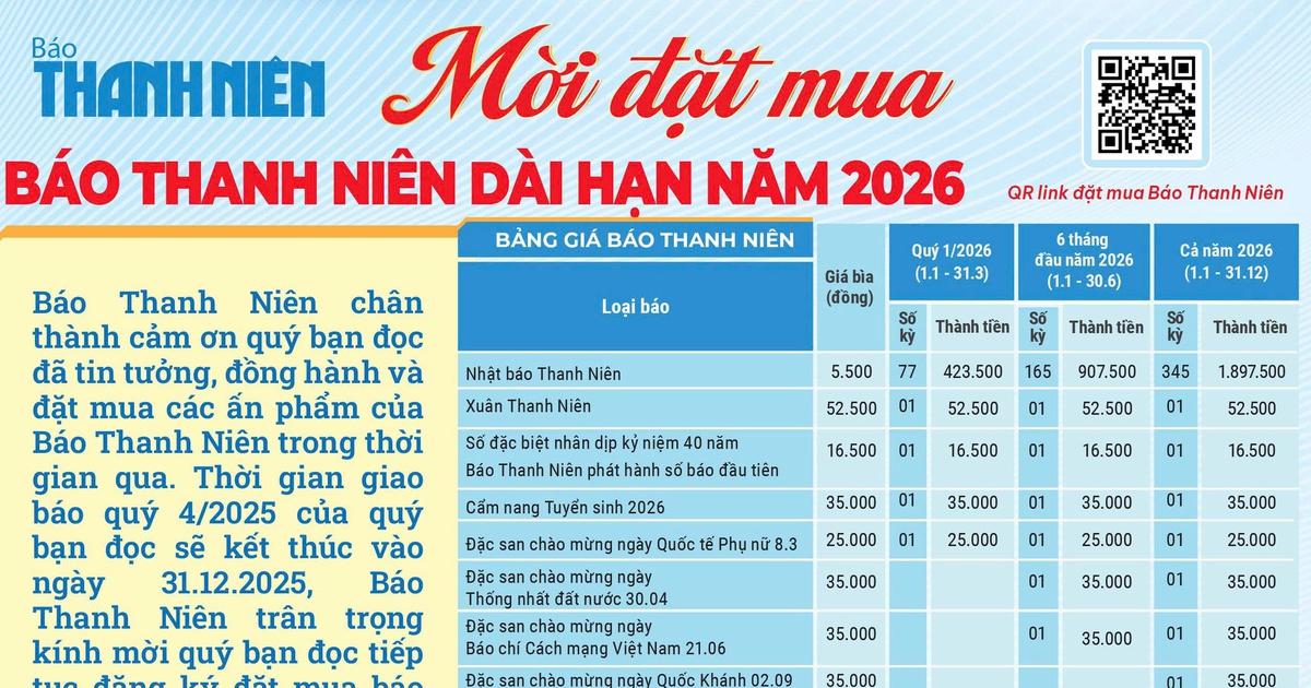 Mời đặt mua Báo Thanh Niên dài hạn năm 2026