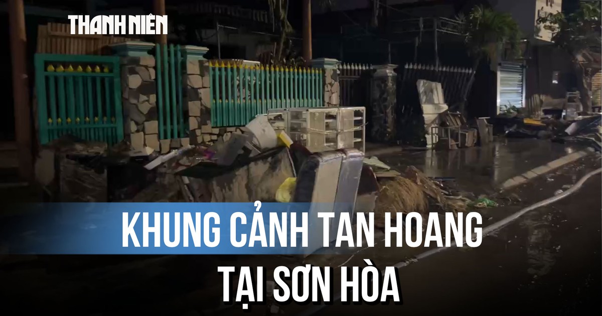 Khung cảnh tan hoang tại Sơn Hòa: Người dân cố bới móc tìm đồ trong đống đổ nát
