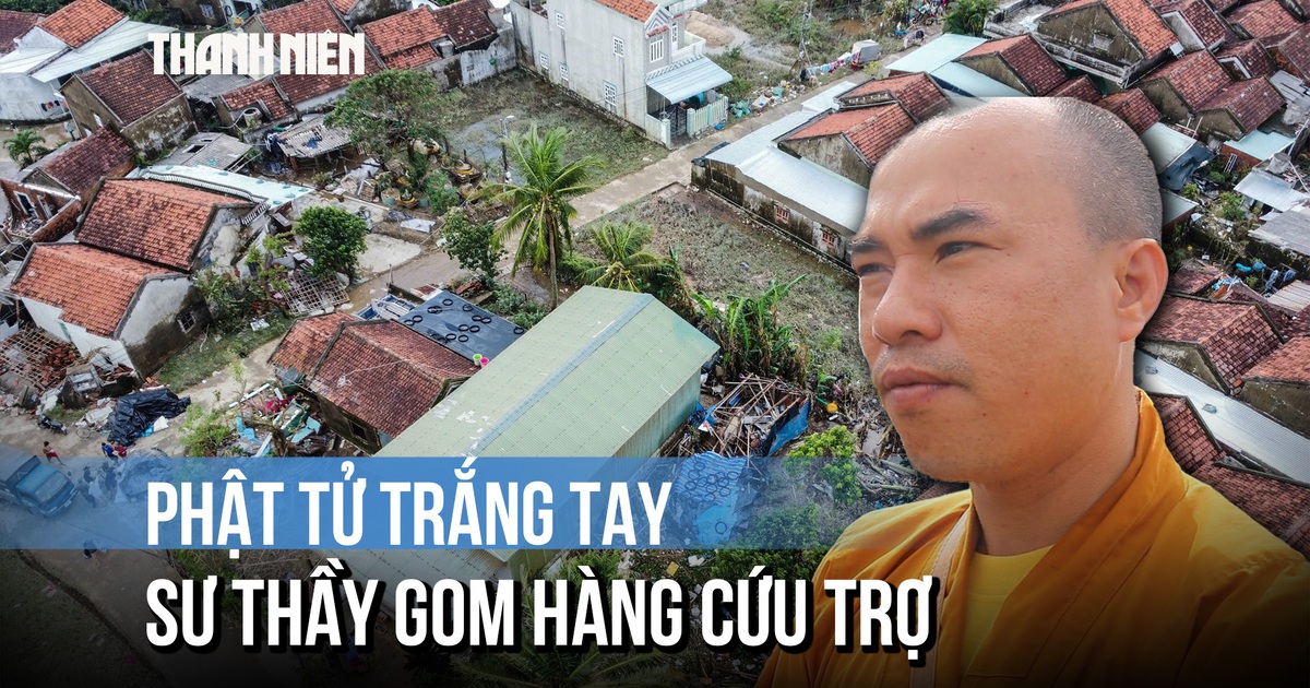 Phật tử trắng tay sau lũ, sư thầy gom hàng cứu trợ Hòa Xuân