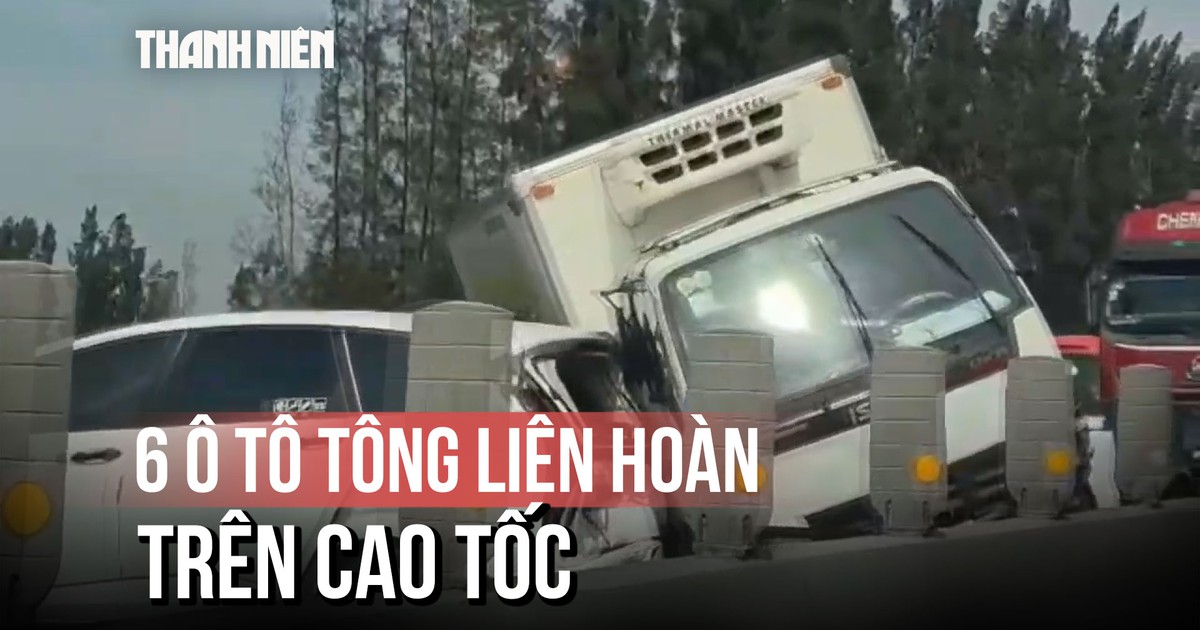 Cận cảnh 6 ô tô tông liên hoàn trên cao tốc TP.HCM - Trung Lương