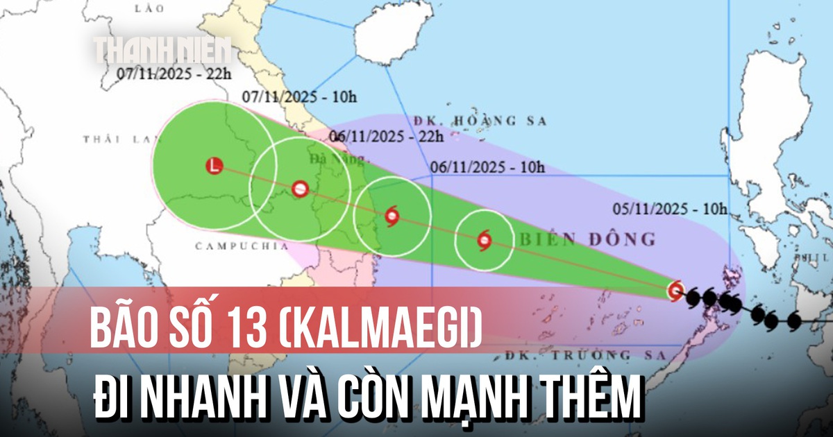 Bão số 13 (Kalmaegi) còn mạnh thêm, hướng thẳng Quảng Ngãi - Đắk Lắk
