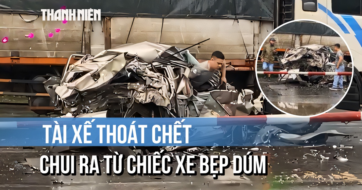 Thoát chết kỳ diệu: Tài xế chui ra khỏi ô tô bị 'vò nát' trên QL 1A