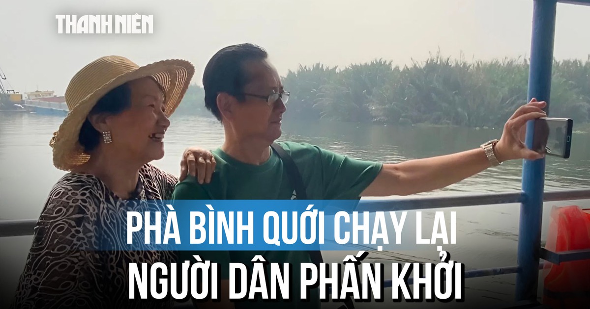 Người dân mừng rỡ khi phà Bình Quới hoạt động lại ngày đầu tiên