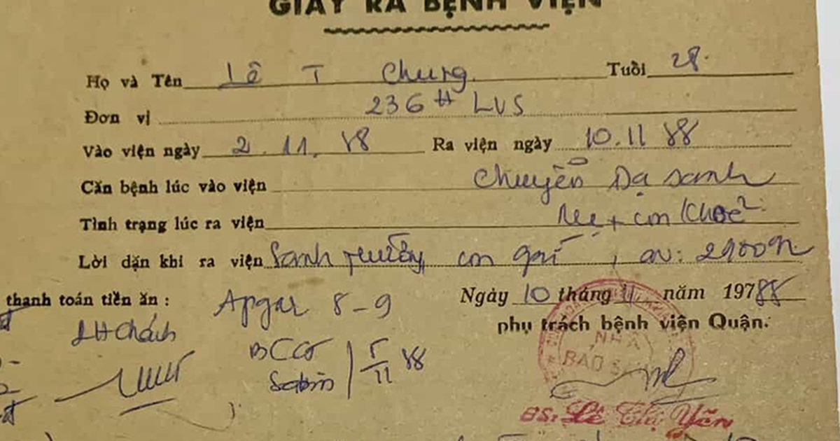 Tờ giấy ra viện được người mẹ giữ suốt 37 năm