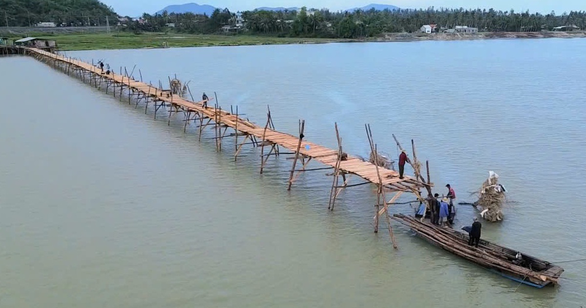 Cầu gỗ dài nhất Việt Nam hồi sinh sau lũ: 'Người nhái' lặn sông đóng cọc dựng cầu
