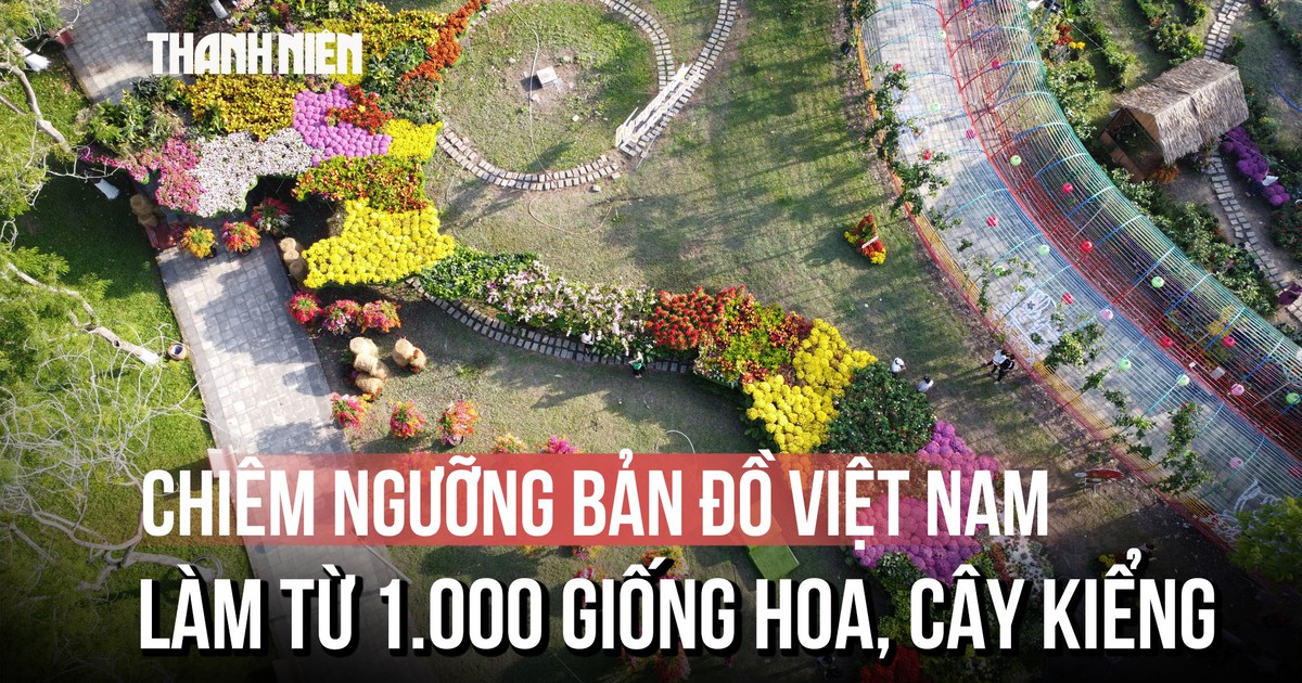 Chiêm ngưỡng bản đồ Việt Nam làm từ 1.000 giống hoa, cây kiểng ở miền Tây