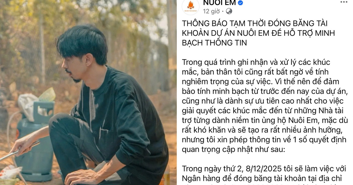 Tạm đóng băng tài khoản dự án 'Nuôi Em'